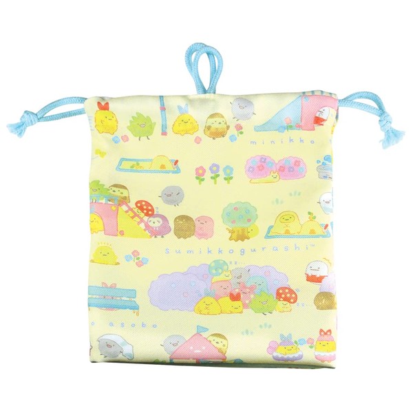 Tees Factory SG-5530186MA Sumikko Gurashi Drawstring Bag with Inner Pocket, Mini and Play, Approx. H 8.3 x W 7.1 inches (21 x 18 cm), Yellow
