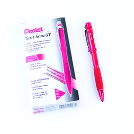 Pentel Twist-Erase GT, 0.5mm, Mechanical Pencil Transparent Burgundy barrel, Box of 12 (QE205B)