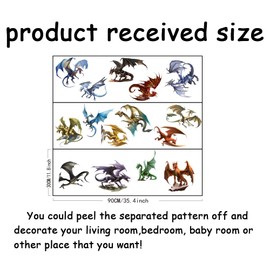 SUPERDANT 3D Dragon Wall Sticker 15 Pcs Pterosaur Wall Decal Realistic Dinosaur Wall Decor Nursery Wall Sticker Vinyl Peel and Stick for Kids Room Restroom Playroom Wall Decoration