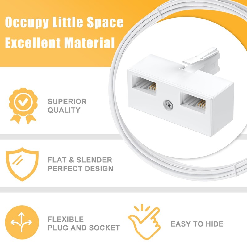 Uvital Telephone Splitters, 2 Way BT Phone Socket Adapter, RJ11