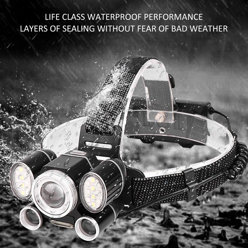 Topyond Strong Brightness Headlamp, XHP50 COB LED Red Blue 6