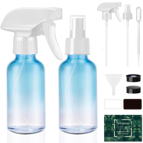 Tecohouse Glass Spray Bottles 4 oz, 2 Pack Spray Bottles