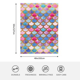 HGOD DESIGNS Mermaid Scales Blanket,Watercolor Fish Scales Decor Blankets Soft Warm Throw for Women Birthday, Home Living Room Decoration 100x130cm