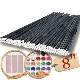 Extra Long 100 Color Safety Matches Bundle (8 inches) - Replacement Refill Long for Fireplace Candles - Wooden Wood Match Sticks (Black/White)