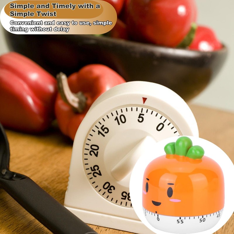 Kitchen Timer,60 Minute Egg Timer,Cartoon Lovely Carrot Kitchen Timer,Mechanical Kitchen