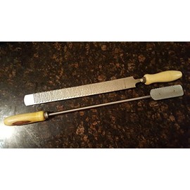 Diamond Cut Edge Equine Horse Dental Floats 19" Adjustable + 18" Rasp with Handle Stainless Steel with Polished Wooden Hande