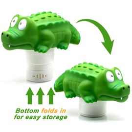 WWD POOL Pool Chlorine Floater, Floating Pool Chlorine Dispenser (Alligator), Fits 1 and 3 Inch Tablets for Large and Small Pools, Spa, Hot Tub