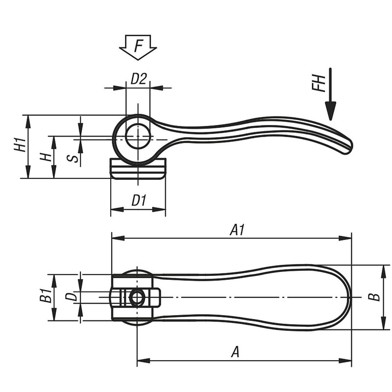 KIPP Eccentric Lever - M4 Internal Thread - Aluminium Handle