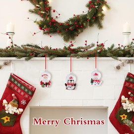 VCUTEKA Christmas Snow Globe - Christmas Tree Ornaments Hanging Snow Globes with Xmas Snowman Santa Claus Penguin for Christmas Tree Indoors Home Decor 3 Pack