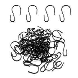 Bonsicoky 50PCS S Shaped Hooks 1 Inch Mini Ornament Storage Hooks for Hanging Jewelry Small Kitchenware Potted Plants, Black