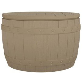 Benicabaly Versatile 3-in-1 Patio Storage Box for Outdoors, Seating and Table Functionality, Light Brown Polypropylene