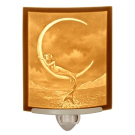 Mermaid and The Moon Curved Porcelain Lithophane Nightlight