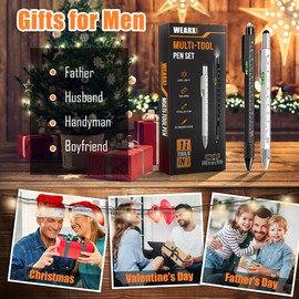 WEARXI Gifts for Men 11 in 1 Multitool Pen, Valentines Day Gifts for Him Boyfriend/Husband, Gifts for Dad, Tools for Men, Cool Gadgets Gifts for Men, Birthday Gifts for Men Who Have Everything