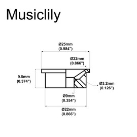 Musiclily Pro Metric 9mm Steel Guitar Jack Plate Electrosocket Jackplate for Import Tele/Telecaster Electric Guitar, Gold