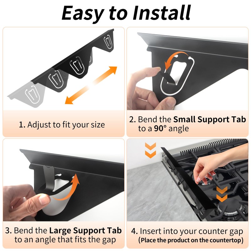 Stainless Steel Stove Gap Covers (2 Pack), Upgraded Version, Stove