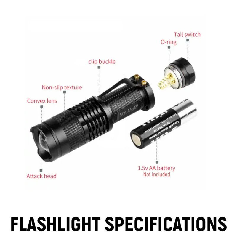 Solaray 2-Pack Tactical LED Flashlight Military Grade Small Ultra Bright