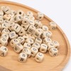 PH PandaHall 1060pcs 10mm Alphabet Wooden Beads Random Natural Square