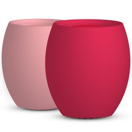 Silicone Baby Cup - Toddler Training Cup - Open Cup for Baby Led Weaning 2 Pack of No Spill Sippy Baby Cups - Soft & Gentle on Gums BPA Free Silicone Baby Cups (Pink)