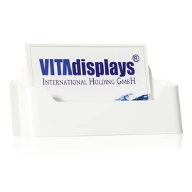 VITAdisplays DIN A7 Table Business Card Holder in Landscape Format, Stable Business Card Dispenser, Business Card Stand in White, Business Card Stand for A7 Flyer and Business Cards Pack of 10