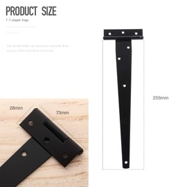 GZLCEU Pack of 2 T Hinge, Door Hinge T Hinges with 14 Screws, 1 Screwdriver for Shed Gates, Garden Gates, Cupboards, Barn Doors, Gates (250 x 72 x 25 x 1.8 mm)