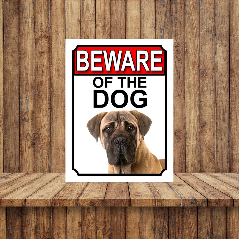 BEWARE OF THE DOG METAL GATE SIGN BULLMASTIFF 200MM X