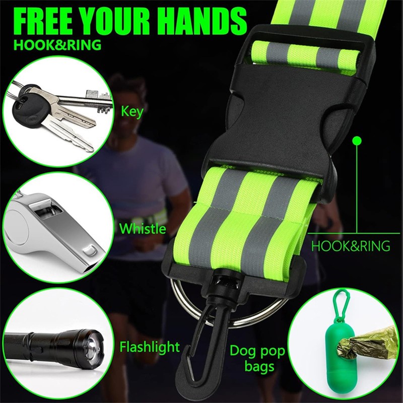 Reflective Taski Reflective Belt, Running/Dog Walking/Cycling/Traffic Control/Construction/Climbing/Fishing/Camping, High Brightness, Adjustable,