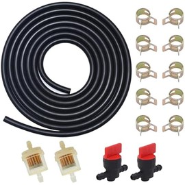 1/4 Gas Fuel Line kits,3 Meter Fuel Line Hose + 2Pcs 1/4" Inline Gas Fuel Shut Cut Off Valve + 2Pcs Fuel Filters + 10Pcs Clamps,for lawn mowers, tractors, tillers, snow blowers