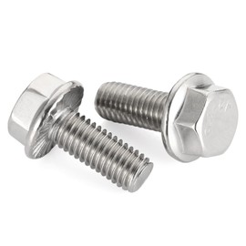 3/8-16 x 3/4" Flanged Hex Head Bolts Flange Hexagon Screws, Stainless Steel A2, DIN 6921, 10 PCS