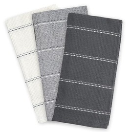 Emma Barclay Utopia 3 Pack Waffle Kitchen Tea Towel Set (45x65cm) (Grey)