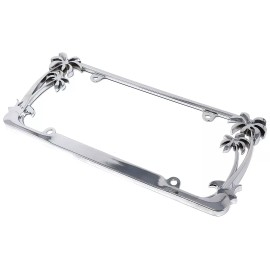 BLVD CHROME METAL TROPICAL PALM TREE CAR AUTO TRUCK 1 LICENSE PLATE FRAME TAG HOLDER