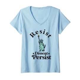Womens resist dissent persist feminist women american Flag Liberty V-Neck T-Shirt