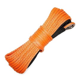 WANLIAN 3/8'' x 50ft Synthetic Winch Rope 1cm x 15m Nylon Winch Rope 25000LBS Synthetic Winch Line Cable Rope for 4WD Off Road, ATV UTV SUV Winches Synthetic Rope (Orange) (3/8'' x50ft)