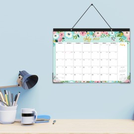 2022-2023 Desk Calendar - 18 Monthly Desk/Wall Calendar 2-in-1,16.8" x 12", July 2022 - December 2023, Thick Paper with Corner Protectors, Large Ruled Blocks - Floral
