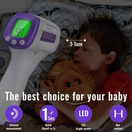 SIMZO HW-F7 NON-CONTACT FOREHEAD THERMOMETER MEMORY RECALL BEEPER BACKLIT DISP