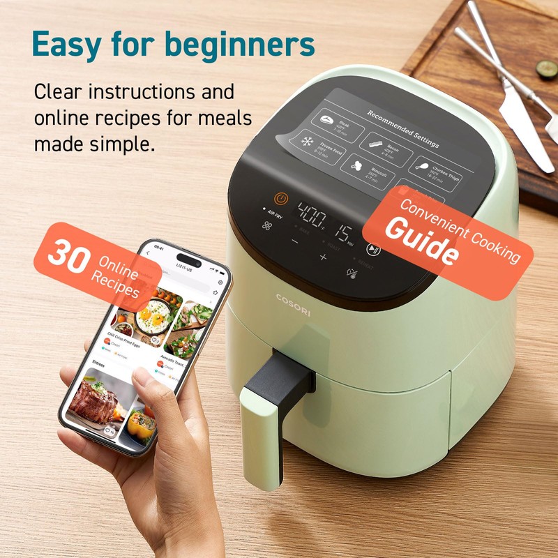 COSORI Air Fryer 2.1 Qt, 4-in-1 Small Mini Airfryer, Bake,