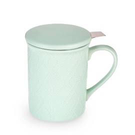 Pinky Up Annette Souk Taza de té de cerámica e infusor, 4.5", menta