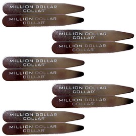Million Dollar Collar Metal Collar Stays for Men with Felt Carrying Cases Stays Metal (10 Sets)