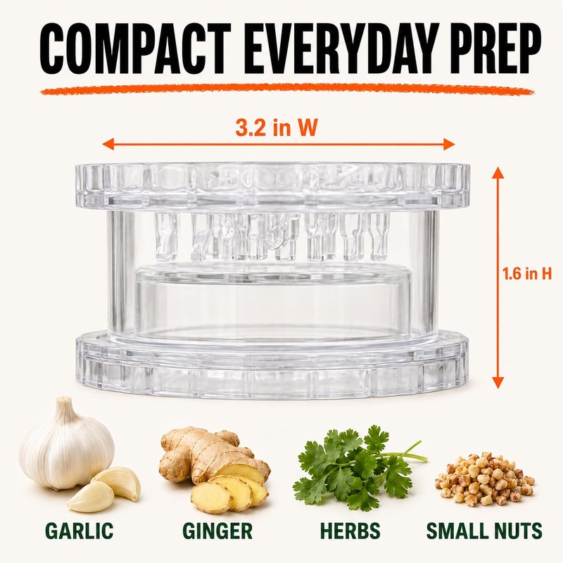Garlic Chopper 2 Pack, Manual Garlic Twister & Mincer, Clear