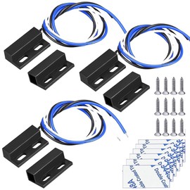 Gebildet 3 sets NO/NC Magnetic Switch Wiring Recessed Door Sensor Hidden Window Contact Reed Switch for Access Control Replace Alarm System(Black)