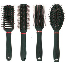 Set of 4 hair brushes styling brushes with soft grip