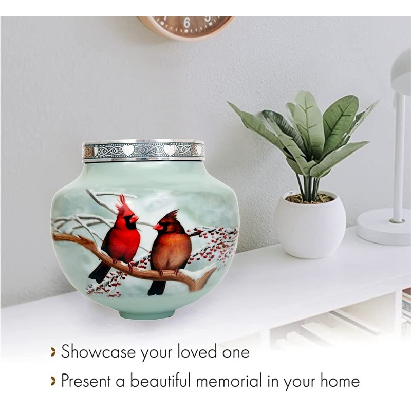 hlc Cardinal Couple Bird Candle Urn - Keepsake Urn for
