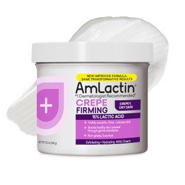 AmLactin Crepe Firming Cream - 12 oz Body Cream with 15% Lactic Acid - Exfoliator and Moisturizer for Crepey, Dry Skin​ (Packaging May Vary)
