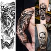 20 Sheets Extra Large Tiger Full Arm Temporary Tattoos For