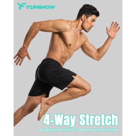 7 Inch 7in Men Swim Trunks Compression Liner Quick Dry Drawstring Male Swimwear Swimsuit Swimtrunks Boardshorts Bathing Suit Fair Beach Water Shorts Zipper Mesh Pocket Lined Inseam Harbor Black