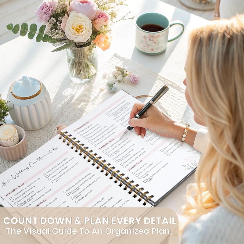 Wedding Planner Book and Organizer, Bridal Planning Binder with Tabs&Pocket