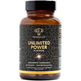 HomoDeus™ Platinum Nootrópico Mejorado | Suplemento Natural para Memoria, Enfoque y Claridad Mental | Con Melena de León, Bacopa, Huperzina A y Vitaminas B | Energía Cerebral y Bienestar Mental