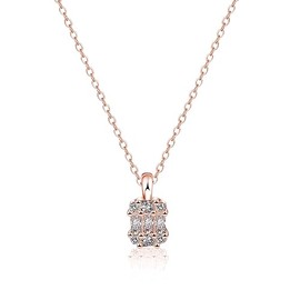ASCOMY Dainty Necklace for Women 14K Rose Gold Plated Diamond Necklace Cubic Zirconia Solitaire Pendant Necklaces Cute Necklace Sparkly Single Tiny CZ Necklace Bride Bridesmaids Weeding Jewelry Gift