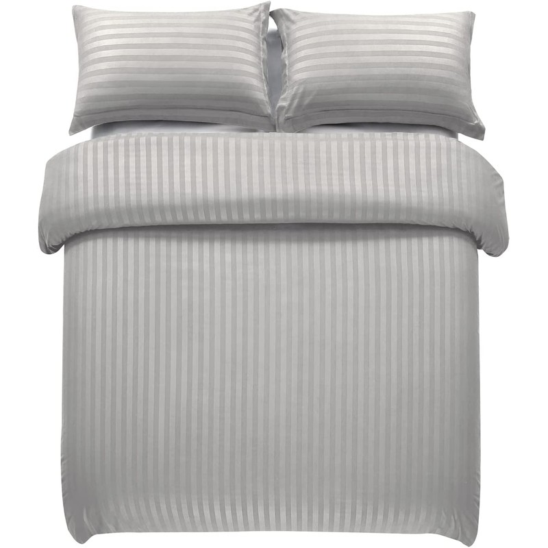 Hafaa Single Duvet Cover Set Hotel Quality Stripes Satin Bedding