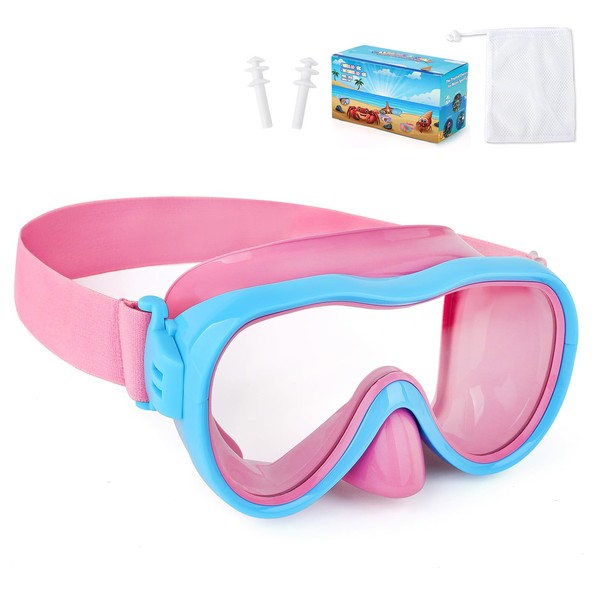 WAVE Children's Swimming Goggles, Anti-Leak Snorkel Mask with Nose Cover