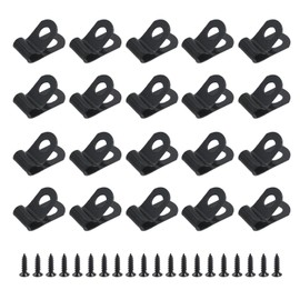 Semetall Cable Clamp R-Type Cable Clip 1/8" (4mm) Aluminum Wire Clamp - 20-Pack Black Screw Mounting Cord Fastener Clips for Cable Management,Electrical/Pipe/DIY Projects
